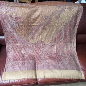 NWOT Silk Paisley Jacquard Shawl in Rose Gold and Champagne